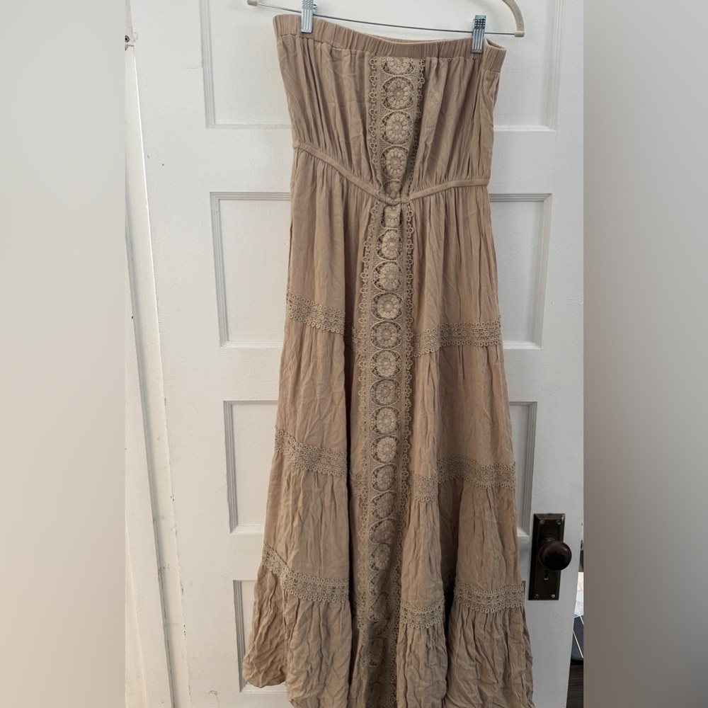 Strapless Tan Dress